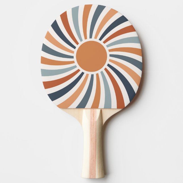 Låt solljus i färglös retro-stil-design pingisracket (Framsidan)