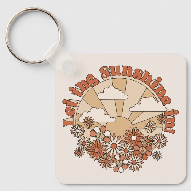 Låt solsken i Groovy-Daisyn blåsa upp blommorna Nyckelring (Framsida)