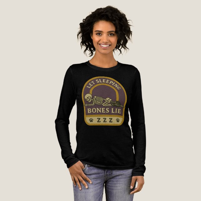 Låt sömnbenen Ljuga brodery Patch Halloween T Shirt (Hel framsida)