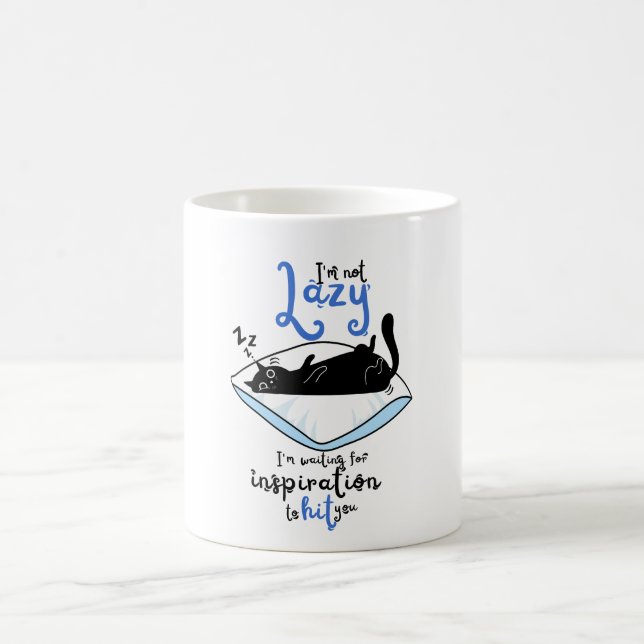Lat svart katt & inspirerande citat keramisk kaffe kaffemugg (Center)