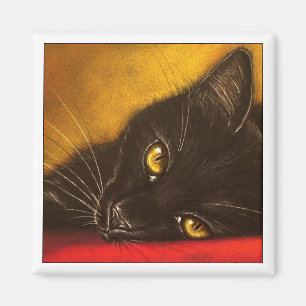 Lat svart katt - magnet
