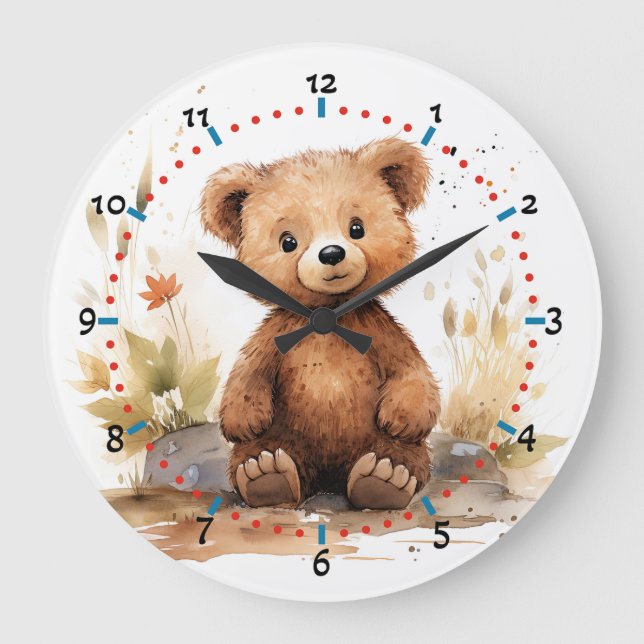 Låt teddy lära ditt barn att läsa tid stor klocka (Framsida)