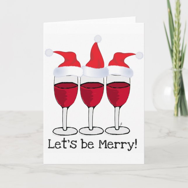 LÅT US VARA GOD JUL RÖTT VIN OCH HATTTRYCKET HELGKORT (Framsida)