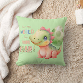 Låt världen höra din ROAR! Cute Watercolor Dino Kudde