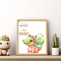 Låt Världen Höra Din Rop! Söt Vattenfärg Dino
