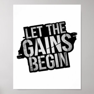 Låt Vinsterna Börja Gym Bodybuilding Fitness Kraft Poster