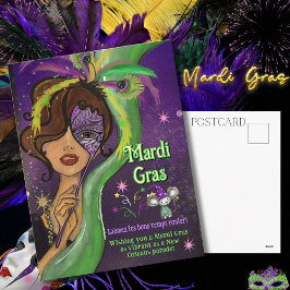 Låta de goda tiderna rulla Fancy Mardi Gras Helg Vykort