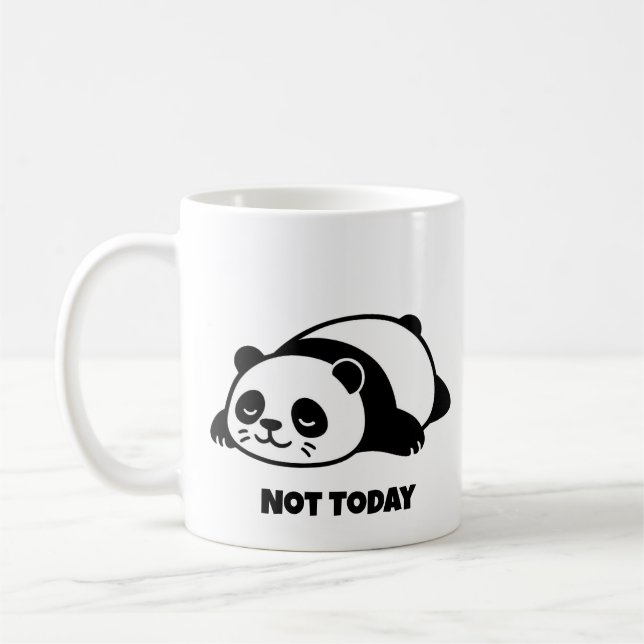 Lata Panda Inte Idag Söt Rolig Avslappnad Stämning Kaffemugg (Vänster)