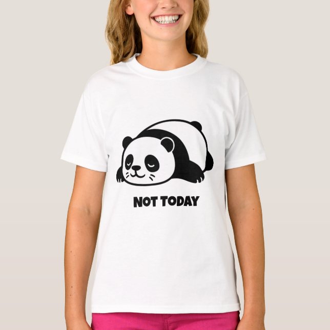Lata Panda Inte Idag Söt Rolig Avslappnad Stämning T Shirt (Framsida)