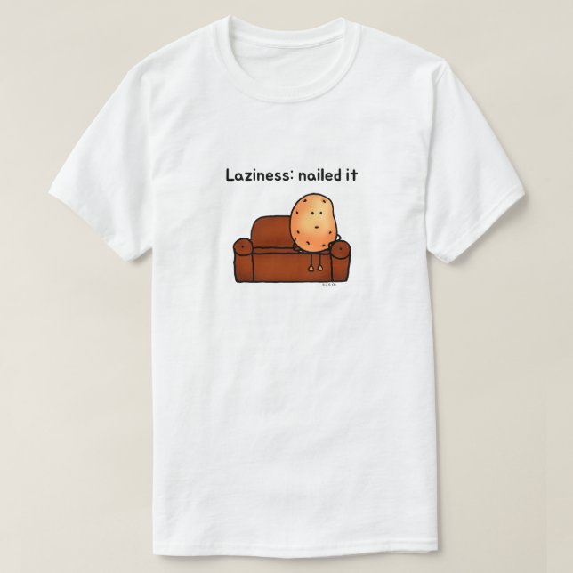 Lata Potatis Rolig Tecknad Design T Shirt (Design framsida)