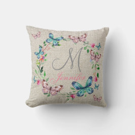 LÄTBEIGE LINJFLÖDE OCH SMÖTTBART Monogram Kudde