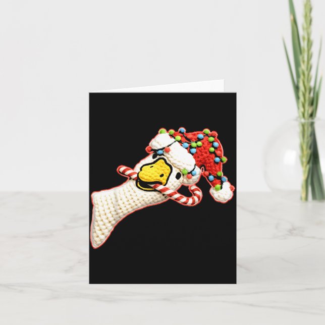Latch Hook Faux Yarn Funny Goose Christmas Crochet Kort (Framsida)