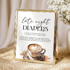 Late Night Blöjor Kaffe Baby Shower  Poster