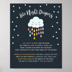 Late Night Blöjor tecken Cloud Raindrops Rainbow Poster
