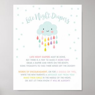 Late Night Blöjor tecken Cloud Raindrops Rainbow Poster