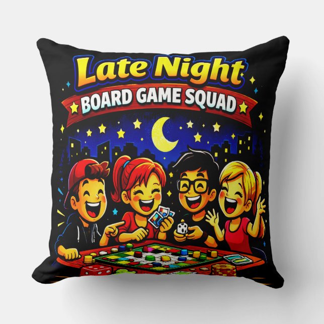 Late night board game squad  kudde (Framsida)