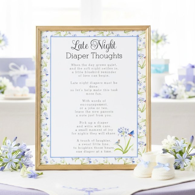 Late Night Diaper Thoughts Lily with Bluebird Poster (Skapare uppladdad)