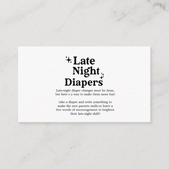 Late Night Diapers Sign, Diaper Thoughts Sign, Tilläggskort (Framsida)