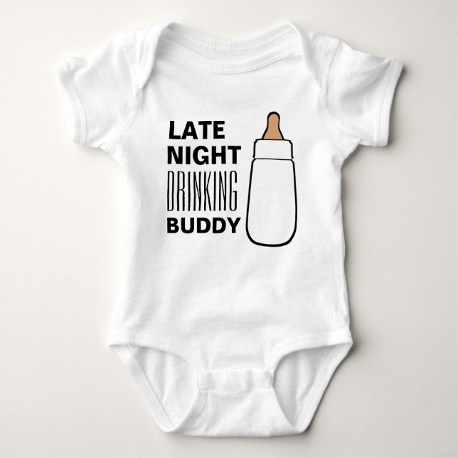 Late Night Drinking Bud flask baby skjorta bodysui T Shirt (Framsida)