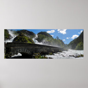 Latefossen vattenfall i norgeaffisch poster