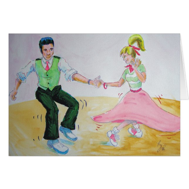 låter alla göra tvillingdansare hälsningskort (Framsidan Horizontal)