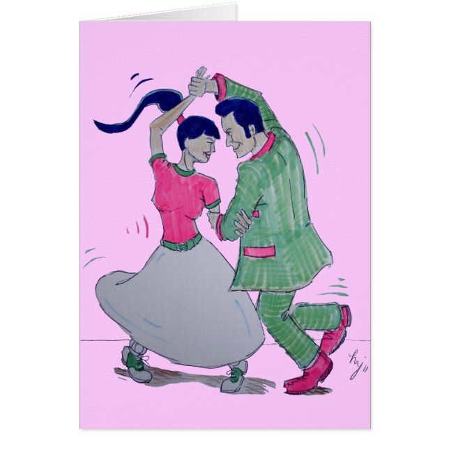 låter alla göra tvillingdansare hälsningskort (Framsidan)