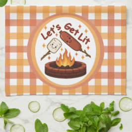 Låter Elda Eldstad – Söt Marshmallow & Hot Dog Kökshandduk