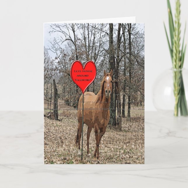 Låter hästen runt om valentin helgkort (Framsida)