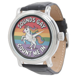 Låter Hbtq Räknar Mig Unicorn Regnbågsflagga Hbtq  Armbandsur