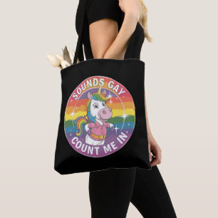 Låter Homosexuell Räknar Mig Unicorn Regnbåge Hbtq Tygkasse