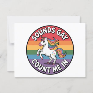 Låter Homosexuellt Räkna Mig Unicorn Regnbågsflagg Vykort
