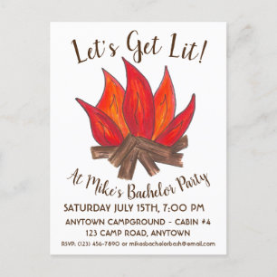 Låter Komma Upplysta Svärmning Bröllopsfest Campir Inbjudan Vykort