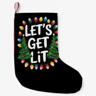 Låter oss bli fulla Roliga jul dryck Xmas lampor Liten Julstrumpa
