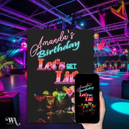 Låter oss få neon-cocktail-födelsedag inbjudningar