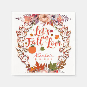 Låter oss falla i kärlek Höstblommig Bröllopsfest Pappersservett