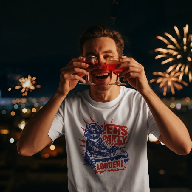Låter oss festa högre! Rolig DJ-katt T Shirt (Skapare uppladdad)