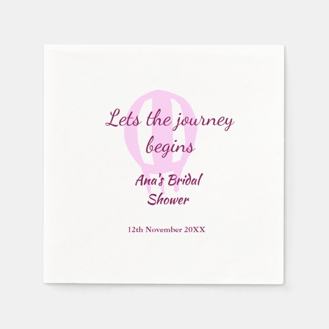 låter resan börja möhippan lägga till namn-stift pappersservett (Framsidan)