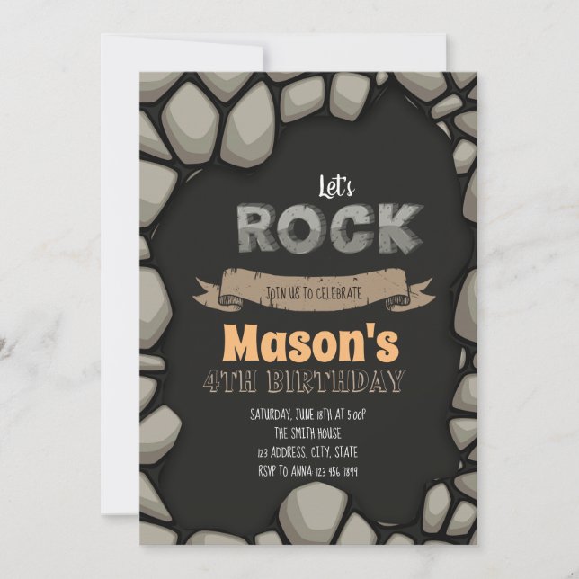 Låter stenpartyinbjudan inbjudningar (Framsida)