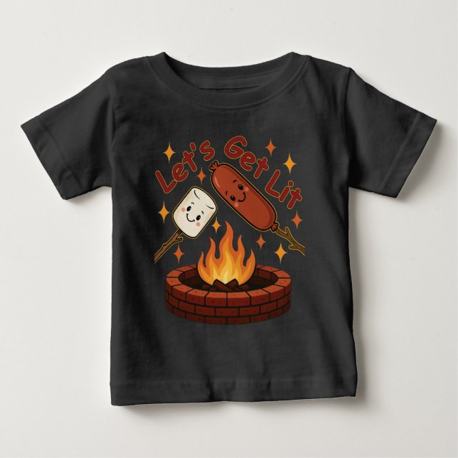 Låter Tända Eldplats – Söt Marshmallow & Hot Dog T Shirt (Framsida)
