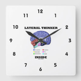 Lateral Thinker Inside Brain Geek Humor Fyrkantig Klocka