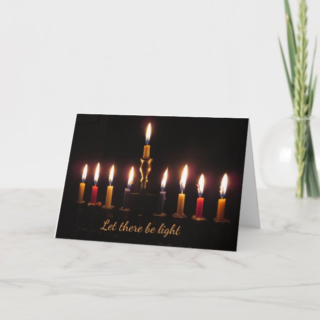 Låtet finns det det ljusa menoraHanukkah kortet Helgkort (Framsida)