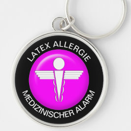 LATEX ALLERGIE Medical Alert - Button Keychain Rund Silverfärgad Nyckelring