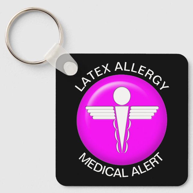 Latex Allergy Medical Alert Keychain Nyckelring (Framsida)