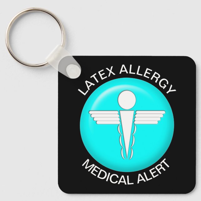Latex Allergy Medical Alert Keychain Nyckelring (Framsida)