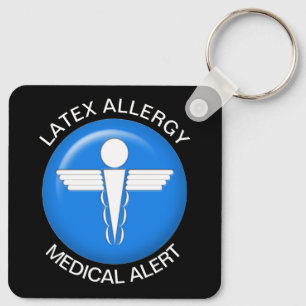 Latex Allergy Medical Alert Keychain Nyckelring