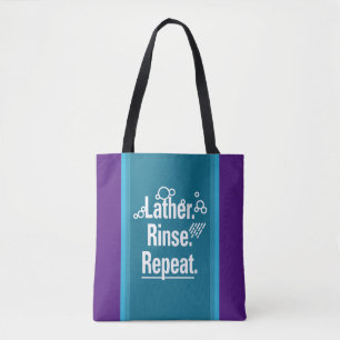 Lather Rinse Repeat White GFx Aqua Rand Tygkasse