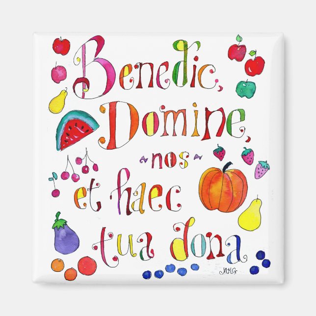 Latin Gratitude Grace Prayer - Bless Us O Lord Magnet (Framsidan)
