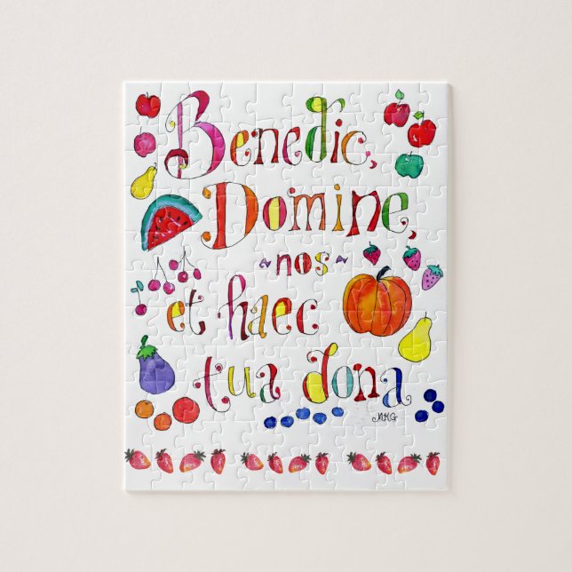 Latin Gratitude Grace Prayer - Bless Us O Lord Pussel (Vertikal)