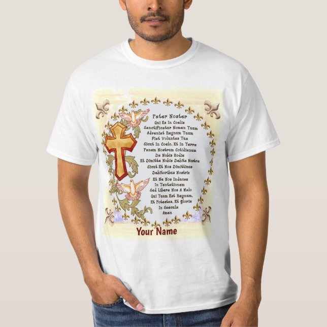 Latin Lords Prayer T Shirt (Framsida)