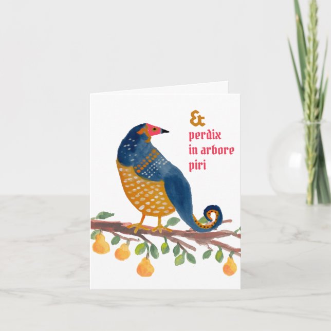 Latin Partridge i Pear Träd Funny Hand-Drawn Helgkort (Framsida)